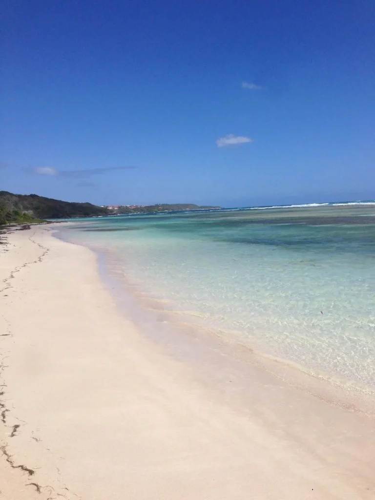 Plage de Bois Jolan à Sainte-Anne avec eau turquoise, sable clair et ciel bleu